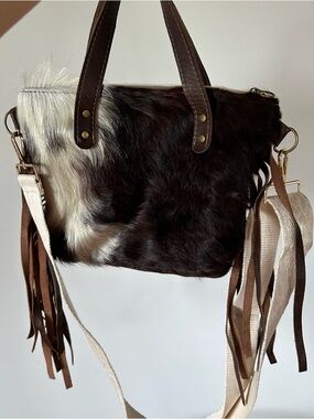 Hair on Cowhide Fringe Shoulder Crossbody Bag Western Cowgirl Rodeo Leather Lux
